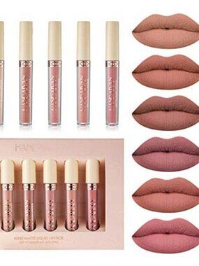 6Pcs Nude Matte Liquid Lipstick Set, Waterproof Long Lasting